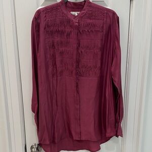 Women's Cranberry Pintuck Button-Front Mille Blouse